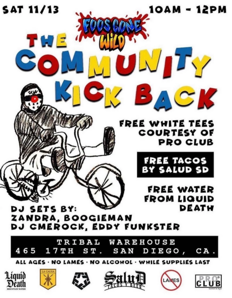 Foos Gone Wild community kickback in San Diego 11/13/21